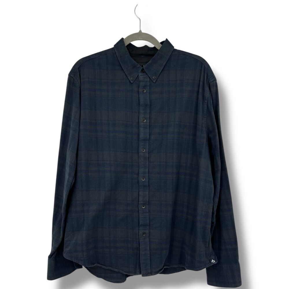 Rag & Bone Fit 2 Tomlin Cotton Flannel Classic Fit Button Down Plaid Shirt XXL